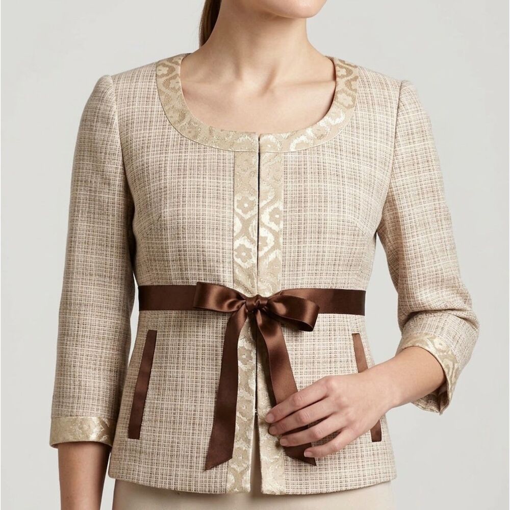 Ports 1961 Blazer jacket top beige 6 s m Ports International luxury cotton linen